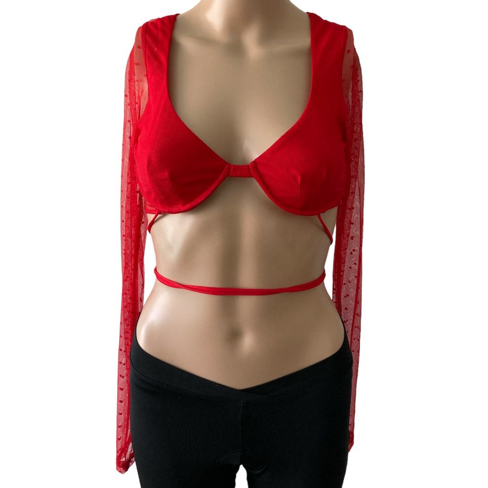Lucy In The Sky Los Angeles Red Wrap Tie Bralette Size S Top